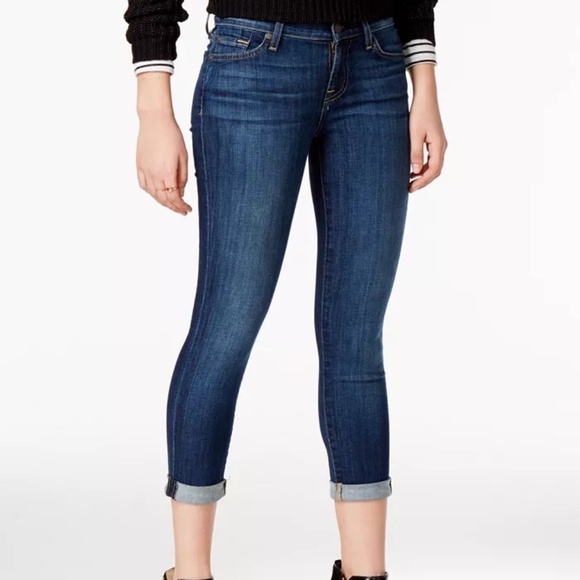 7 For All Mankind Skinny Crop and Roll medium wash low rise jeans size 26 - Picture 1 of 14